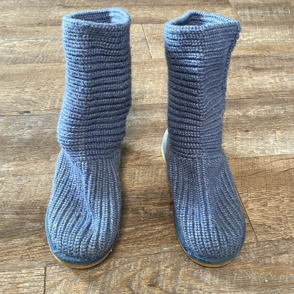 UGG Australia Cardy Knit Sweater Slip On Boots Blue